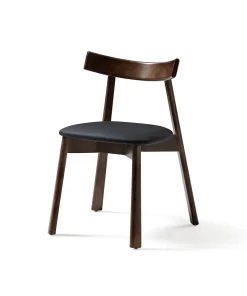 Ester Upholstered Dining Chair - Elegant Curved Backrest in with Oak Legs